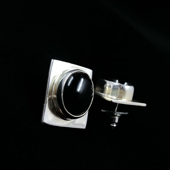 Sterling Silver and Onyx Earrings - Picture 5 of 9